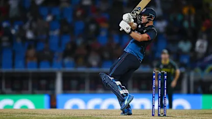 Logo of Gerhard Erasmus deposits Pat Cummins delivery out of the park | T20WC 2024
