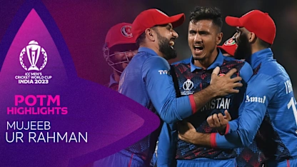 Logo of Mujeeb Ur Rahman's all-round show powers Afghanistan surge | POTM Highlights | CWC23