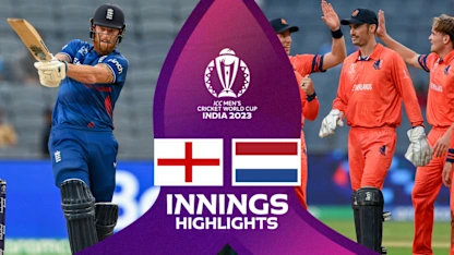 Logo of England build formidable total at the back of Stokes ton | Innings Highlights | CWC23