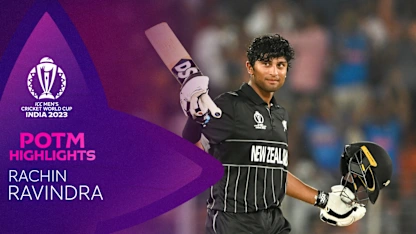 Logo of Rachin Ravindra shines with ton on World Cup debut | POTM Highlights | CWC23