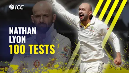 Logo of Nathan Lyon cherishing 100-Test milestone