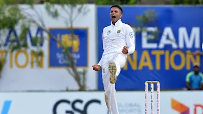 Logo of Keshav Maharaj picked up three wickets late in the day to wrest some momentum
