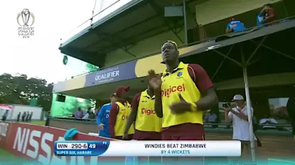 Logo of West Indies' winning moment against Zimbabwe