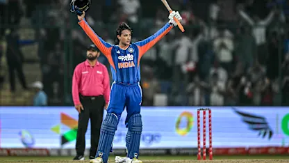 Sensational Abhishek blazes to record hundred