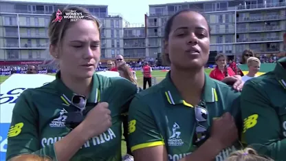 Logo of #WWC17 Semi-final 1 - ENG vs SA: The South African players during the national anthems