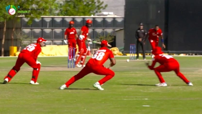 WCL Div 3 – Sharp catch in the slips by Oman's Jatinder Singh against Denmark