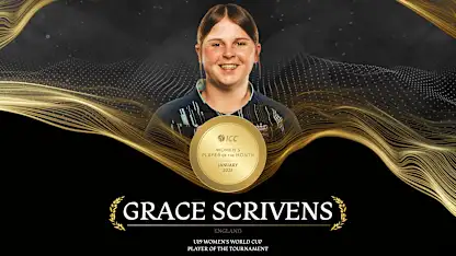 Logo of Grace Scrivens - ICC POTM Jan 2023