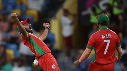 Logo of Aqib Ilyas's stunner sends back Maxwell | T20WC 2024