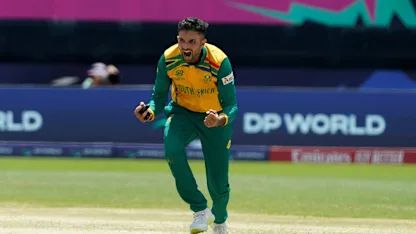 Logo of Keshav Maharaj delivers in the final over | SA v BAN | T20WC 2024