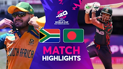 Logo of South Africa make it three out of three in New York | Match Highlights | SA v BAN | T20WC 2024