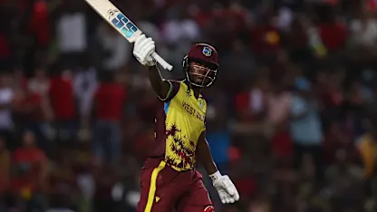 Logo of 37 runs come off the last two overs as Rutherford lets loose | T20WC 2024