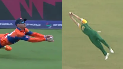 Logo of Sybrand Engelbrecht: Still taking phenomenal catches after 16 years | T20WC 2024