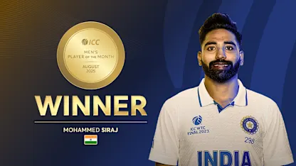 ICC Men's Player of the Month August 2025 Winner Mohammed Siraj