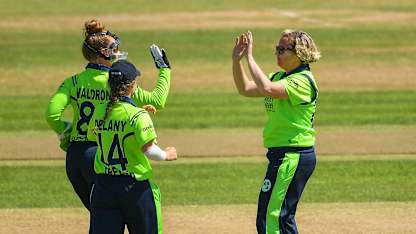 Ciara Metcalfe (right) picked up her 100th wicket for Ireland