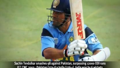 Sachin Tendulkar smashes 98 against Pakistan, surpassing 12,000 ODI runs