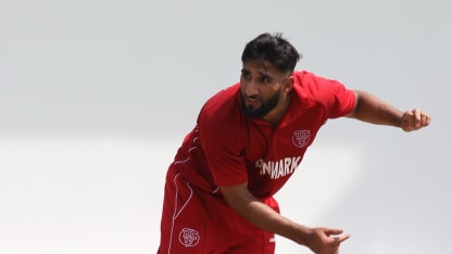 Denmark's Hamid Mazhar Shah in action during his team's WCL Division 4 encounter against Jersey