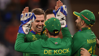 Anrich Nortje of South Africa celebrates the wicket of Deepak Hooda of India during the ICC Men's T20 World Cup match between India and South Africa 1920x1080