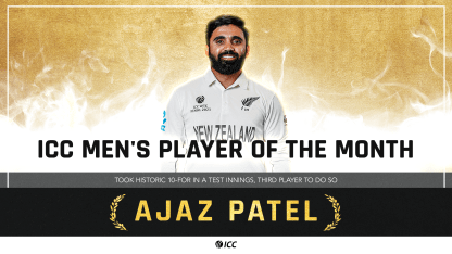 Ajaz Patel voted ICC Men's Player of the Month for December 2021