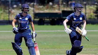 Scotland's openers the Bryce sisters running between the wicket, 3rd Place Play-off, ICC Women's World Twenty20 Qualifier at Utrecht, Jul 14th 2018.