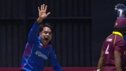 Rashid Khan claims his 100th ODI wicket, Shai Hope lbw!