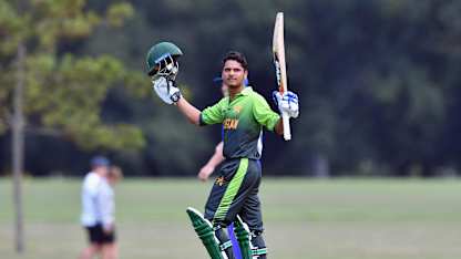 Mohsin Khan celebrates his hundred