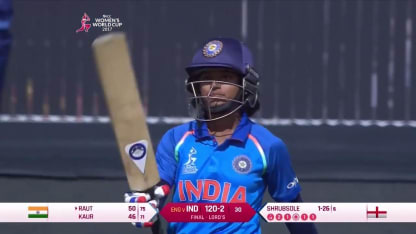 FIFTY: Punam Raut leads the chase with a half-century in 75 deliveries