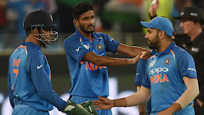 India beat Hong Kong by 26 runs, with Dhoni pulling off three dismissals behind the wickets