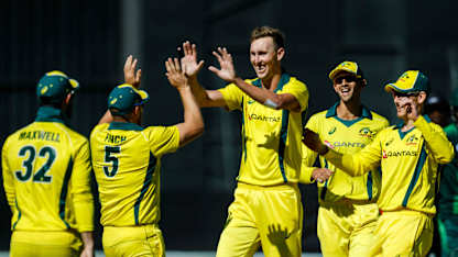 Billy Stanlake (centre) picked up four wickets for eight runs