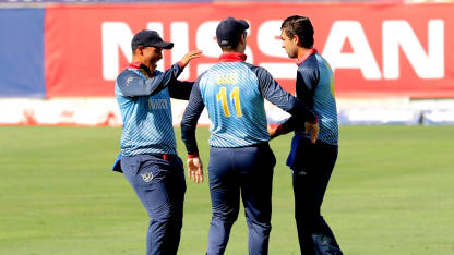 Namibia celebrate wicket of Kevin O'Brien