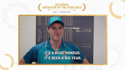 Pat Cummins accepts ICC Men's Cricketer of the Year award