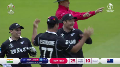 2019 CWC | MS Dhoni run out by Guptill direct hit