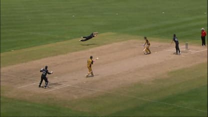 Collingwood pouches a stunning catch in the final to get England going