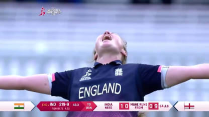 Nissan POTD - Anya Shrubsole picks up the last wicket that gives England the title
