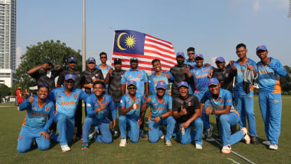 Malaysia team celebrates after winning their opening encounter against Uganda