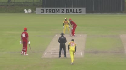 WCL 4  - Four wickets in the last over gives Uganda thrilling one-run win (DLS) over Denmark