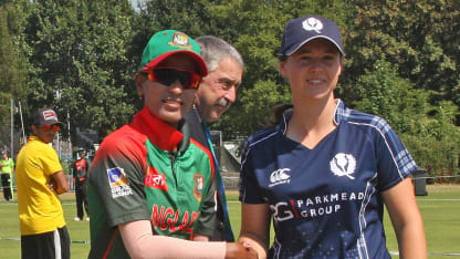 Captains Salma Khatun and Kathryn Bryce, 2nd Semi-Final: Bangladesh Women v Scotland Women, VRA Ground, 12th July 2018.