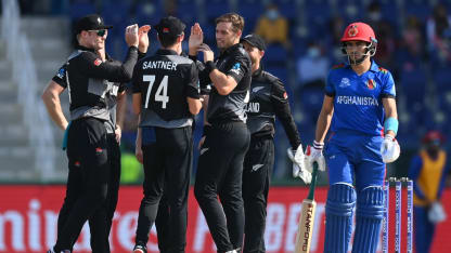 Tim Southee traps Rahmanullah Gurbaz plumb in front