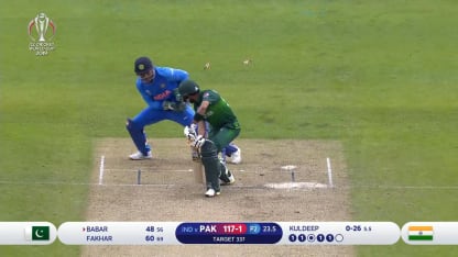 CWC19: IND v PAK - Babar Azam is bowled by a beauty from Kuldeep