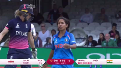 WICKET: Poonam Yadav traps Heather Knight in front of the wicket for 1