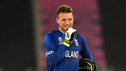 Jos Buttler of England cuts a dejected figure during the ICC Men's Cricket World Cup India 2023 between England and New Zealand (2)