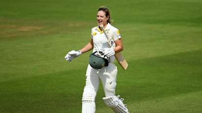 Ellyse Perry celebrates her 100