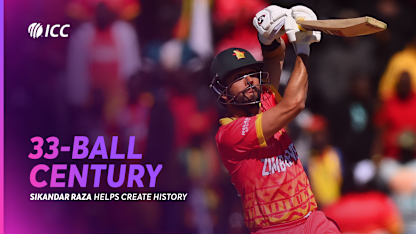 Sikandar Raza hits joint second-fastest T20I century