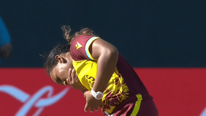 Zaida James forced off with face injury | WT20WC 2024