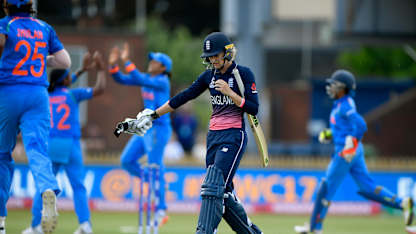 Sarah Taylor showed some fight, but became Shikha Pandey's second wicket for 22, leaving England at 42 for 2.