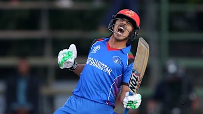 Sharafuddin Ashraf exults after the winning runs were scored