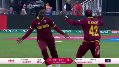 WICKET: Sarah Taylor falls to Deandra Dottin for a duck