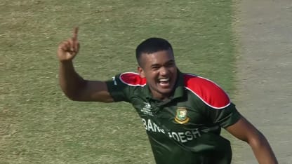 Russell is run out by Taskin Ahmed for zero