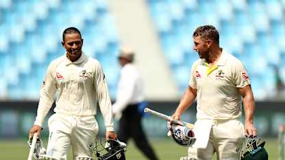 Usman Khawaja (left) and Aaron Finch (right) impressed as an opening pair in the UAE