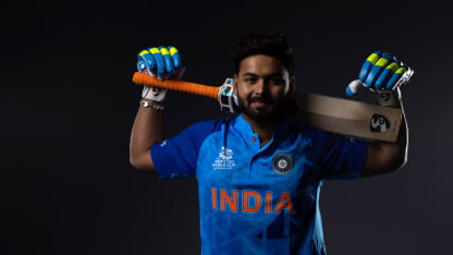 Rishabh Pant poses during the India ICC Men's T20 Cricket World Cup 2022 team headshots at The Gabba