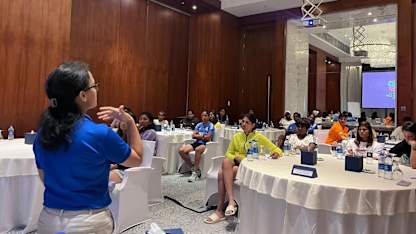 A mental health awareness session during the ongoing ICC Women’s T20 World Cup 2024